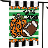 Shidms Football Garden Flag 12x18 with pumpkin design front view