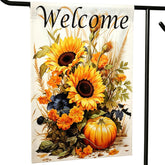 Shidms Welcome Pumpkin Sunflower Garden Flag front view