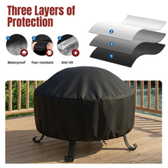 SHINESTAR Fire Pit Cover Round 36 In side view showing dimensions