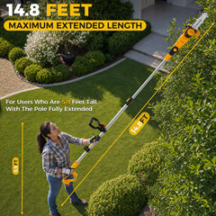 shoho Cordless Pole Saw side view with yellow finish