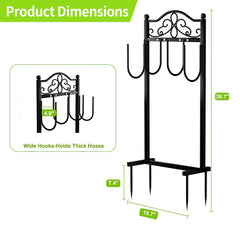 Shomextol Garden Hose Holder side view displaying sturdy metal construction
