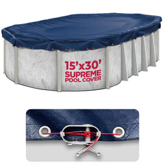 Shop Square 15x30 ft oval winter pool cover navy blue front view
