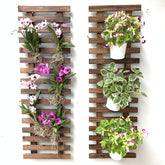 ShopLaLa Wooden Planter 90cm dark brown front view