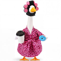 Shyyween Lady Porch Goose Outfit with pink leopard bathrobe