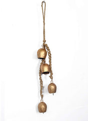 Siddhivinayak Overseas wrought iron bell chime with 4 cow bells front view