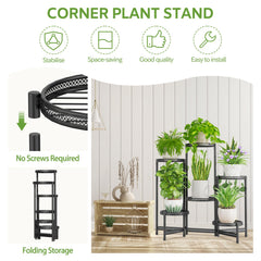 Side view of 6 Tier Plant Stand with potted plants