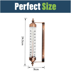 Side view of 9.5 Inch Outdoor Thermometer with bronze design