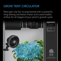 Side view of AC Infinity CLOUDRAY S6 Grow Tent Clip Fan showing oscillation feature