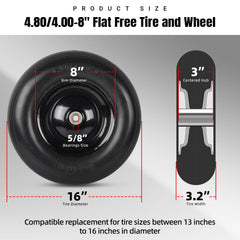 Side view of AR-PRO 16" solid rubber wheelbarrow tire