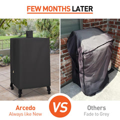 Side view of Arcedo Vertical Smoker Cover showing waterproof material