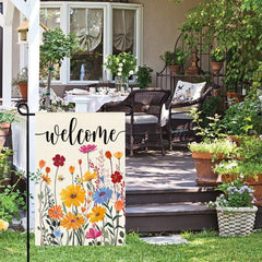 Side view of ARGOOFG garden flag showing the double-sided print