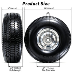 Side view of Atlantic 10-Inch solid PU wheel showing precision ball bearings
