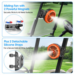 Side view of Ausic Misting Fan showing clip and spray feature
