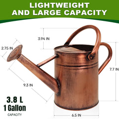 Side view of Ausluru 1 Gallon Watering Can in metal finish