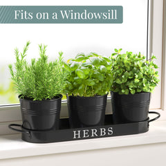 Side view of Barnyard Designs indoor herb planter set