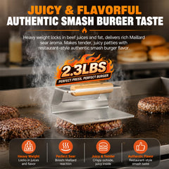 Side view of BEVISS Smash Burger Press showcasing the ergonomic beechwood handle