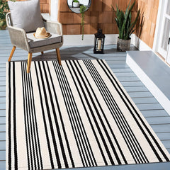Side view of BUAGETUP Black and White Rug