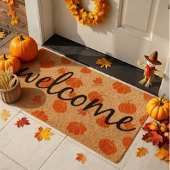Side view of CandyHome Fall Door Mat showing coir texture