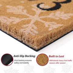 Side view of coir mat with rubber backing