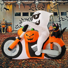 Side view of COMIN Halloween Inflatable Ghost in garden