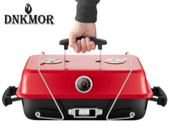Side view of DNKMOR Charcoal Grill with lid