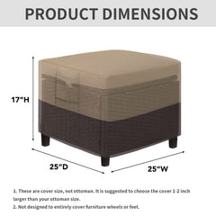 Side view of Easy-Going Outdoor Ottoman Cover showcasing the material texture