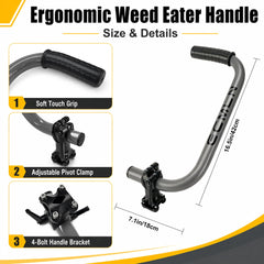 Side view of Ecmln Weed Eater Handle showcasing bracket clamp