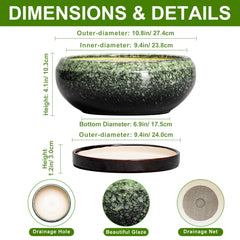 Side view of EPFamily ceramic bonsai pot with drainage hole