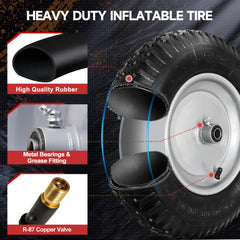 Side view of FEILOONG 14.5 inch tire on garden cart