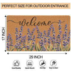 Side view of FGSS Lavender Welcome Doormat showing thickness