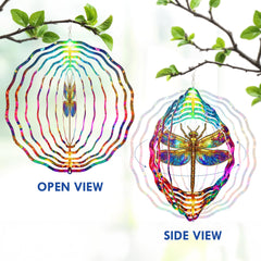 Side view of FLAGWIX Dragonfly Wind Spinner with sunlight reflection
