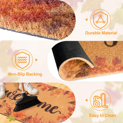 Side view of Fttoyoly Fall Maple Leaf Door Mat with rubber backing