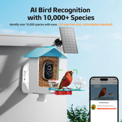 Side view of GAOYITK Bird Feeder showing solar panel