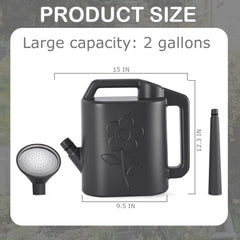 Side view of gegemaoyi watering can showcasing long spout