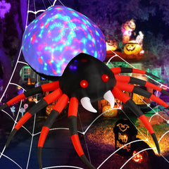 Side view of GOOSH 8FT inflatable spider during night