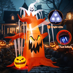 Side view of GOOSH Halloween inflatable tree with LED lights