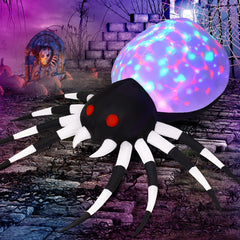 Side view of GOOSH inflatable spider with black and white legs