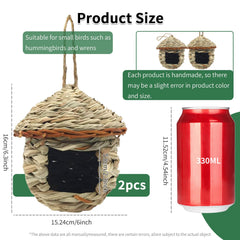 Side view of Gute hand-woven hummingbird house