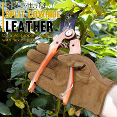 Side view of HANDLANDY Gardening Gloves showing leather palm