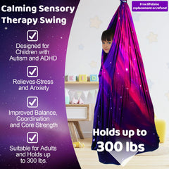 Side view of HiCamer Sensory Swing showcasing 360° rotating hanger