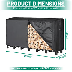Side view of Himal 8ft waterproof firewood cover