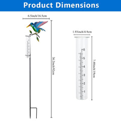 Side view of HOBYLUBY Rain Gauge with glass measuring cup