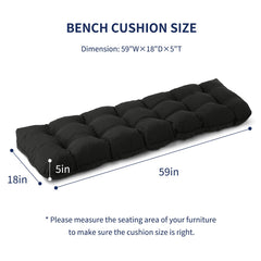 Side view of IPYNBAP Outdoor Bench Cushion with tufted design