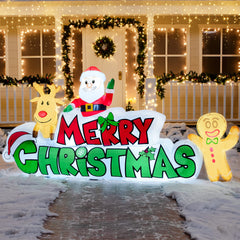 Side view of Joiedomi Christmas inflatable with gingerbread man