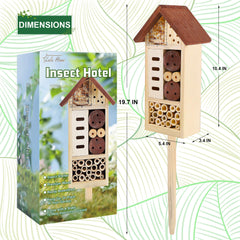 Side view of Lulu Home Wooden Insect House showing compartments