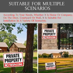 Side view of Lykjdnz No Trespassing Sign with mounting holes