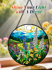 Side view of Meyocky Wildflowers stained glass suncatcher