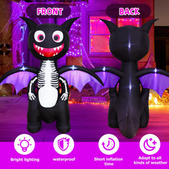 Side view of MGparty 6.8FT Halloween Inflatable Dragon in yard