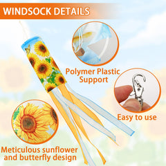 Side view of NOVWANG 40 Inch Yellow Windsock in garden