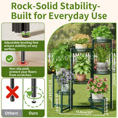 Side view of NQW 7 Tier Metal Corner Plant Stand